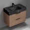 Floating Bathroom Vanity, Modern, Walnut, 32